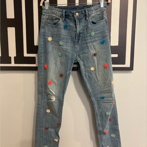 Lucky Brand Pom Detail Straight Fit Jeans